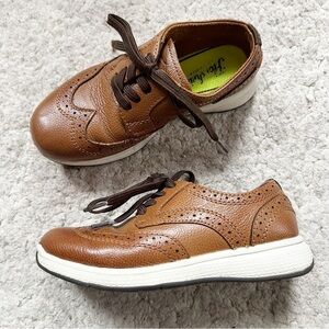 Florsheim: Great Lakes Jr. Boys Cognac Brown Leather Lace Wingtip Oxford Sz 10.5